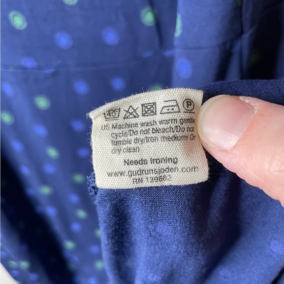 Gudrun Sjoden Navy Polka Dot Sleeveless 100% Modal Dress Size Small One Pocket - Picture 8 of 11